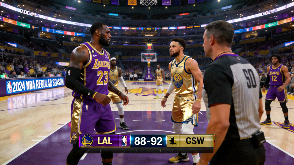 NBA常规赛洛杉矶湖人对阵金州勇士高清赛事直播画面